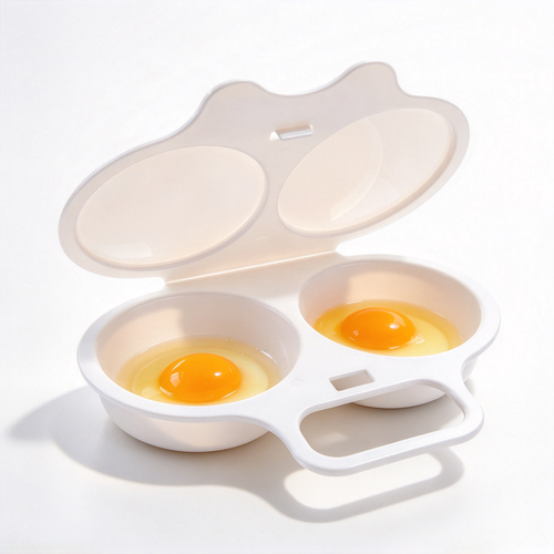 Microwave Egg Cooker, 2‑Cavity Egg Poacher Mold for Quick Breakfast