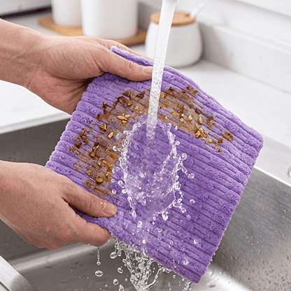 Tear‑Away Coral Fleece Cleaning Cloth Roll, Wet & Dry Dual‑Use Kitchen Dish Rags